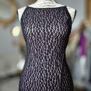 Rampage Sexy Romantic Black and Pink Lace Dress Small